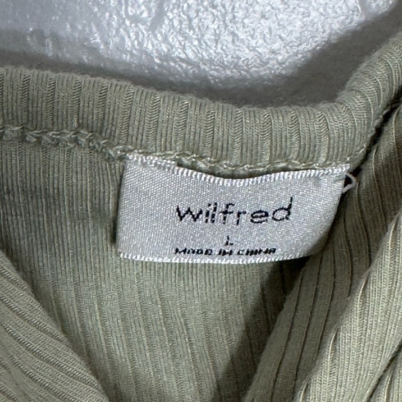 Wilfred Ribbed Twist Front Crop Top Sage Green Large Modal Blend Aritzia - Picture 5 of 9